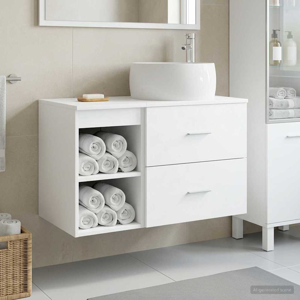 Badkamermeubelset 2 pcs Wit Bewerkt hout
