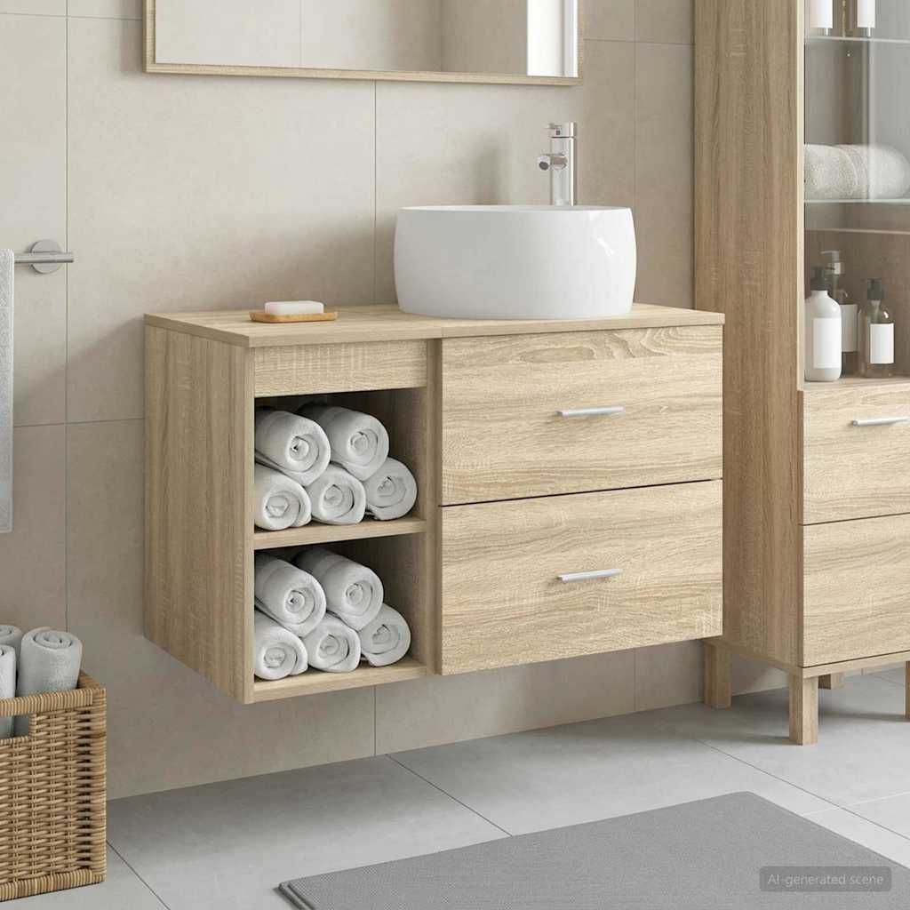 Badkamermeubelset 2 pcs Sonoma Eiken Bewerkt hout