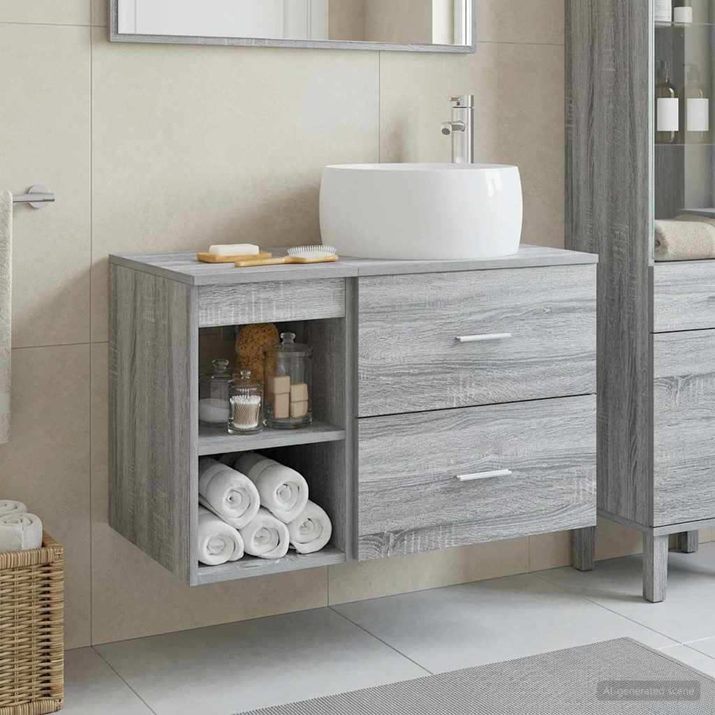 Badkamermeubelset 2 pcs Grijs Sonoma Bewerkt hout