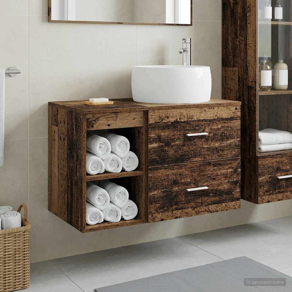 Badkamermeubelset 2 pcs Oud hout Bewerkt hout