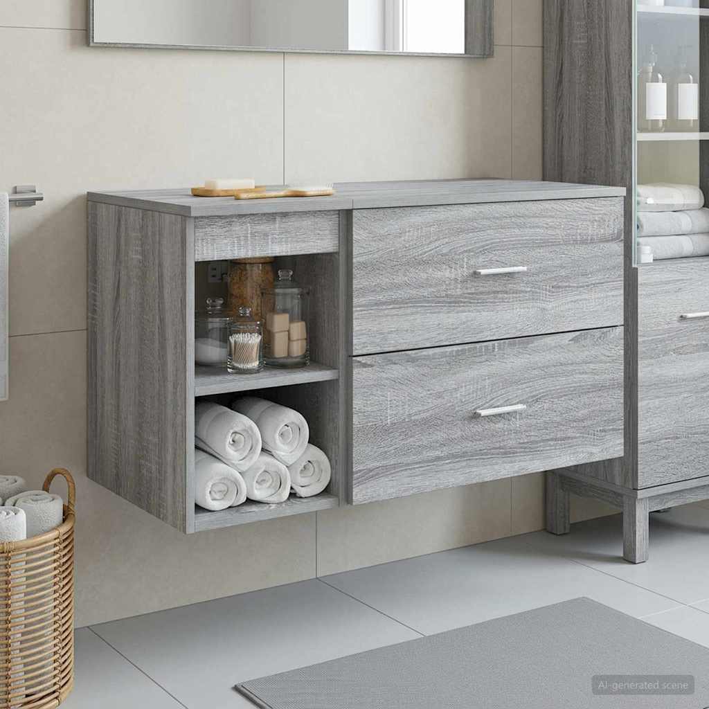 Badkamermeubelset 2 pcs Grijs Sonoma Bewerkt hout