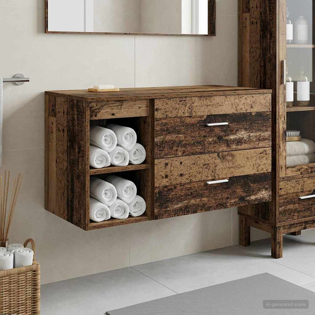 Badkamermeubelset 2 pcs Oud hout Bewerkt hout