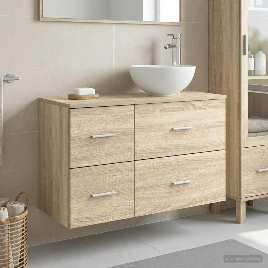 Badkamermeubelset 2 pcs Sonoma Eiken Bewerkt hout