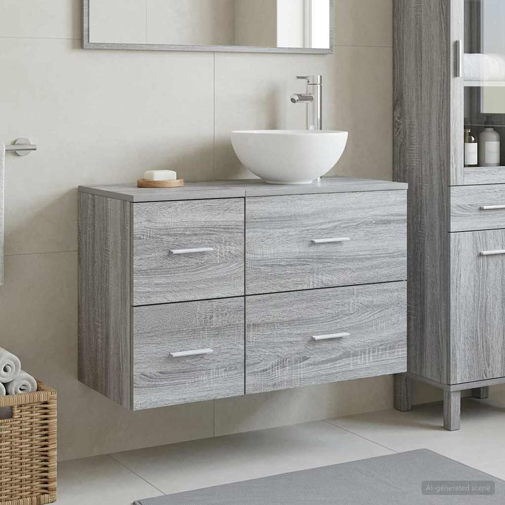 Badkamermeubelset 2 pcs Grijs Sonoma Bewerkt hout