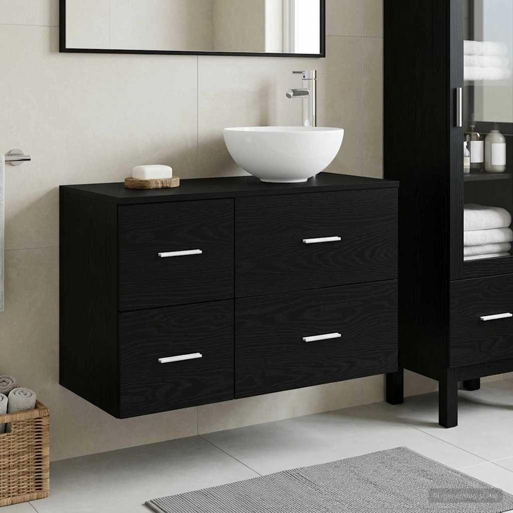 Badkamermeubelset 2 pcs Zwart eiken Bewerkt hout