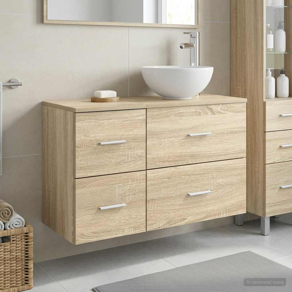 Badkamermeubelset 2 pcs Sonoma Eiken Bewerkt hout