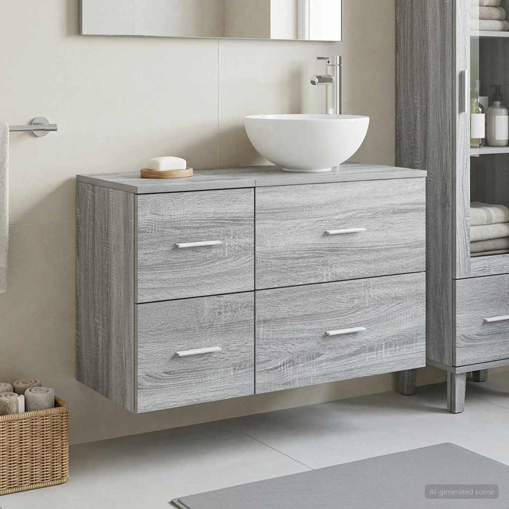Badkamermeubelset 2 pcs Grijs Sonoma Bewerkt hout