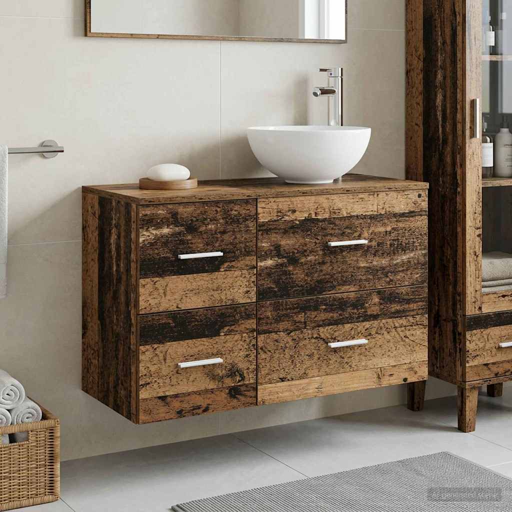Badkamermeubelset 2 pcs Oud hout Bewerkt hout