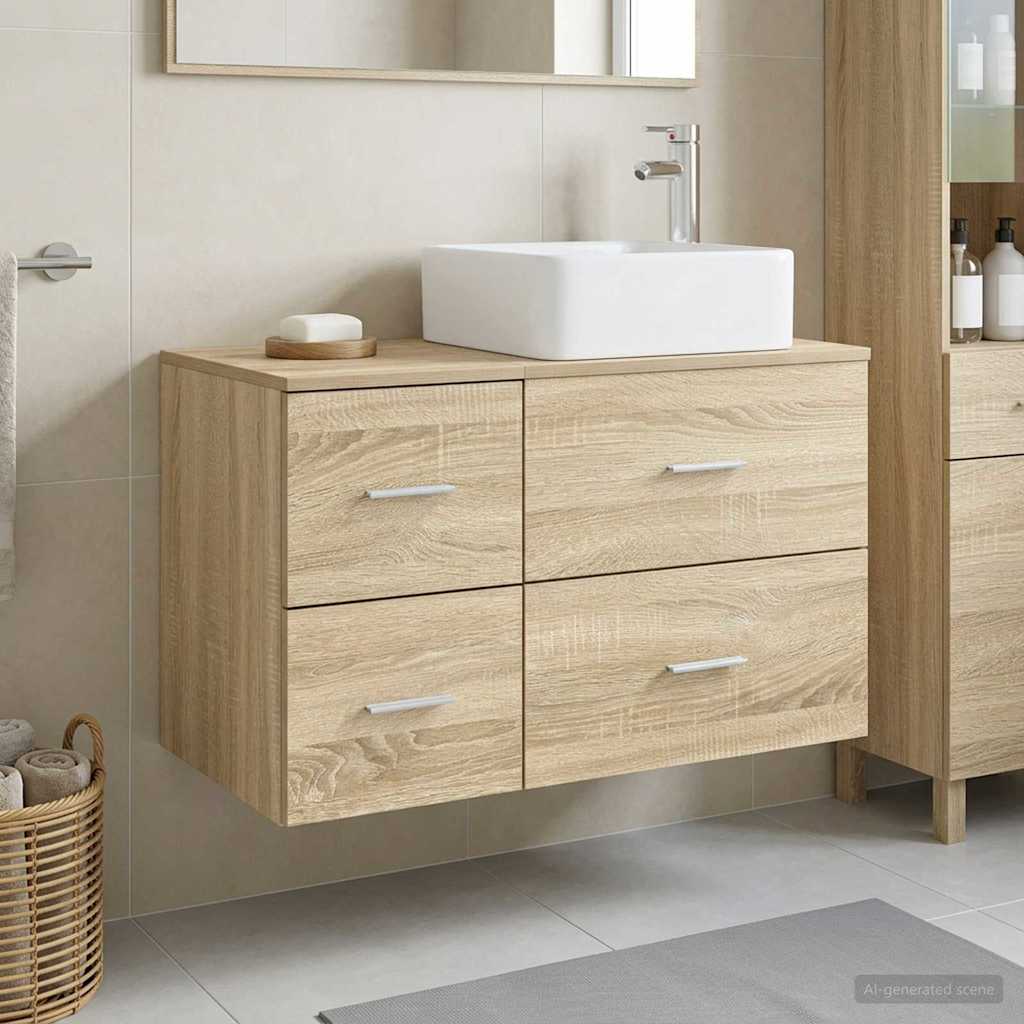 Badkamermeubelset 2 pcs Sonoma Eiken Bewerkt hout