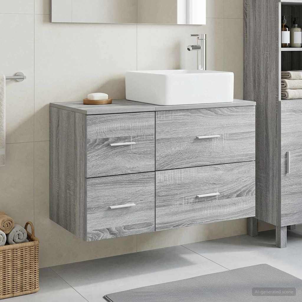 Badkamermeubelset 2 pcs Grijs Sonoma Bewerkt hout