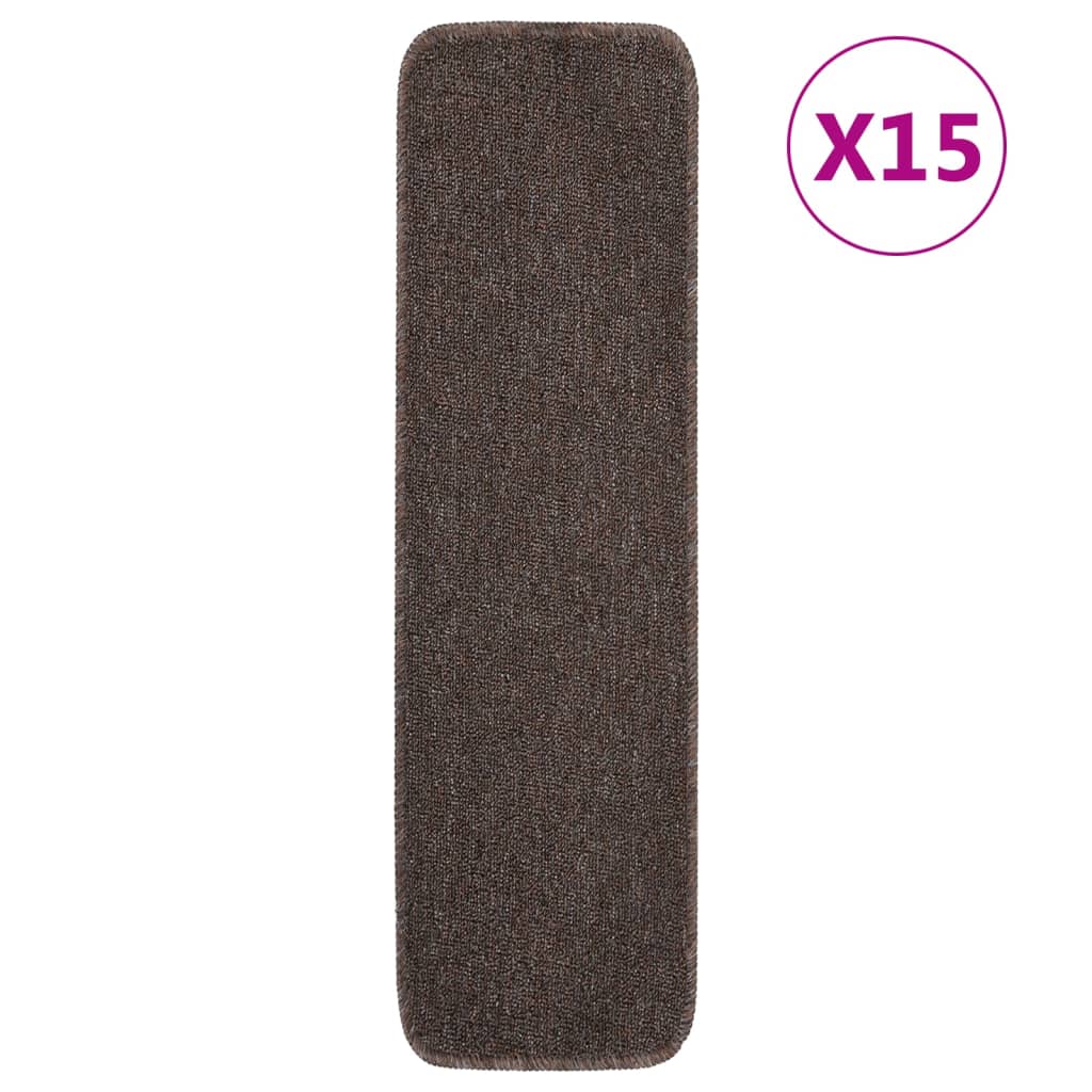 Trapmatten 15 st anti-slip rechthoekig 75x20 cm bruin