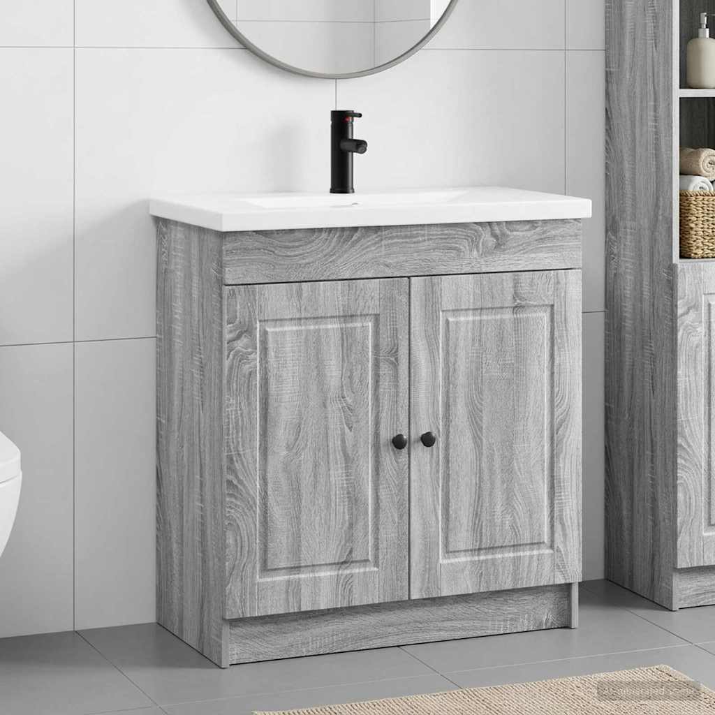 Badkamermeubelset Grijs Sonoma 56 x 37,5 x 81 cm Bewerkt hout – afbeelding 1