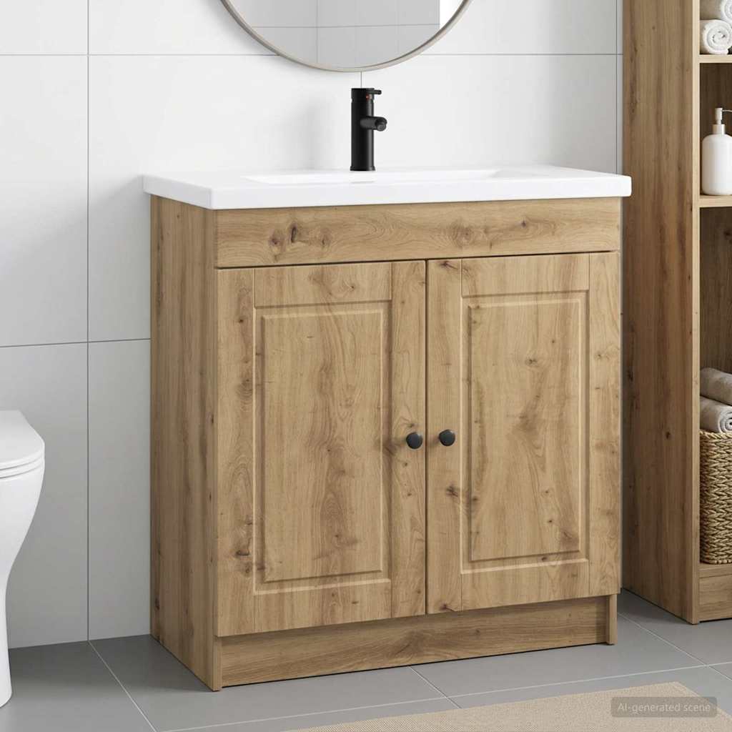 Badkamermeubelset Artisanaal eiken 56 x 37,5 x 81 cm