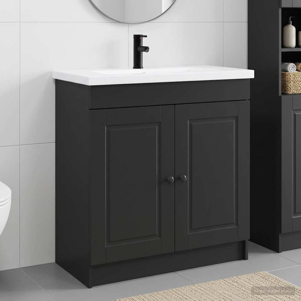 Badkamermeubelset Zwart 78,5 x 37,5 x 81 cm Bewerkt hout