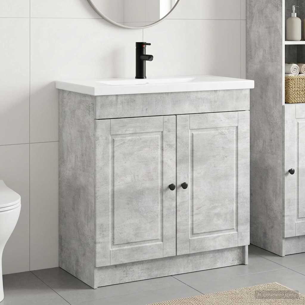 Badkamermeubelset Betongrijs 78,5 x 37,5 x 81 cm Bewerkt hout