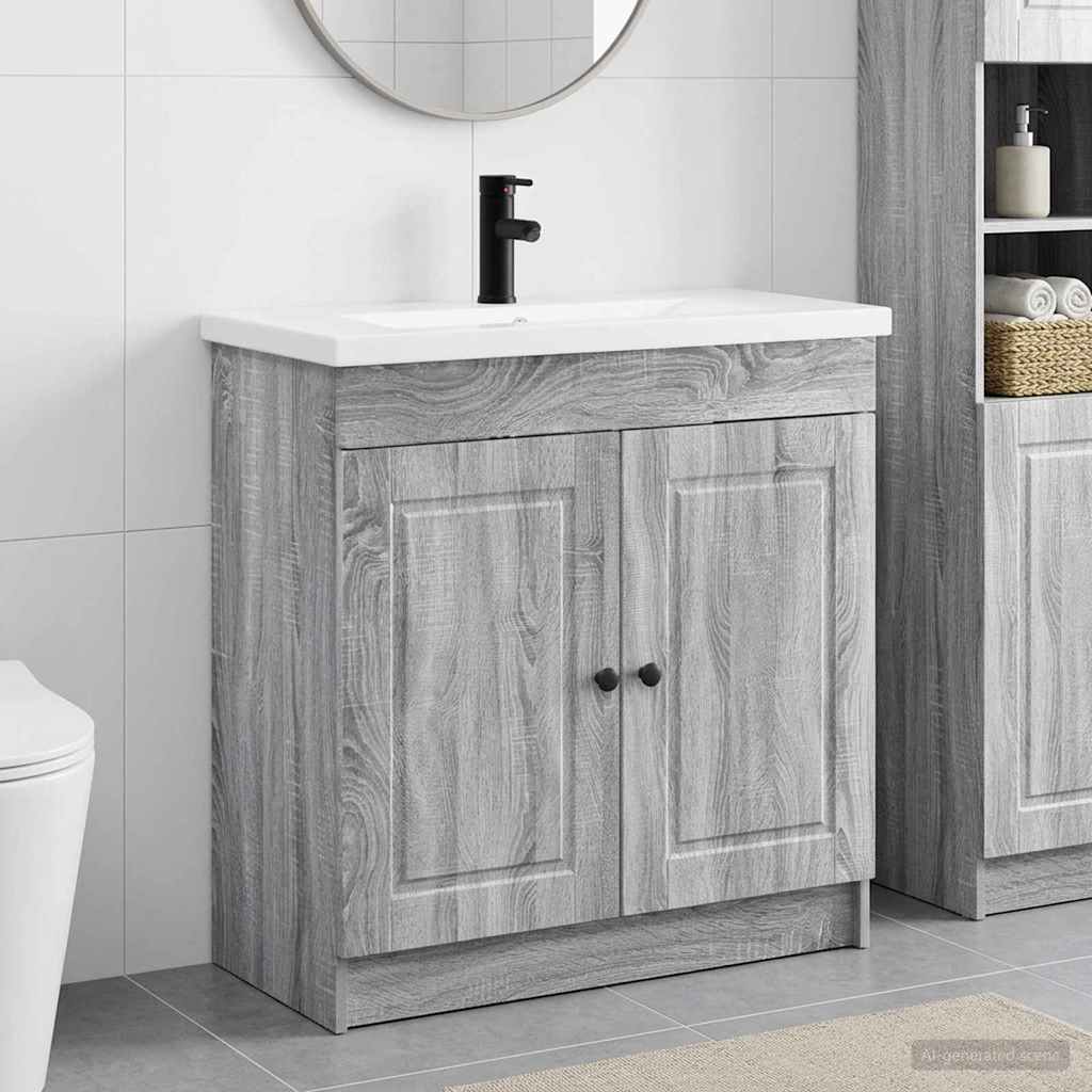 Badkamermeubelset Grijs Sonoma 78,5 x 37,5 x 81 cm Bewerkt hout