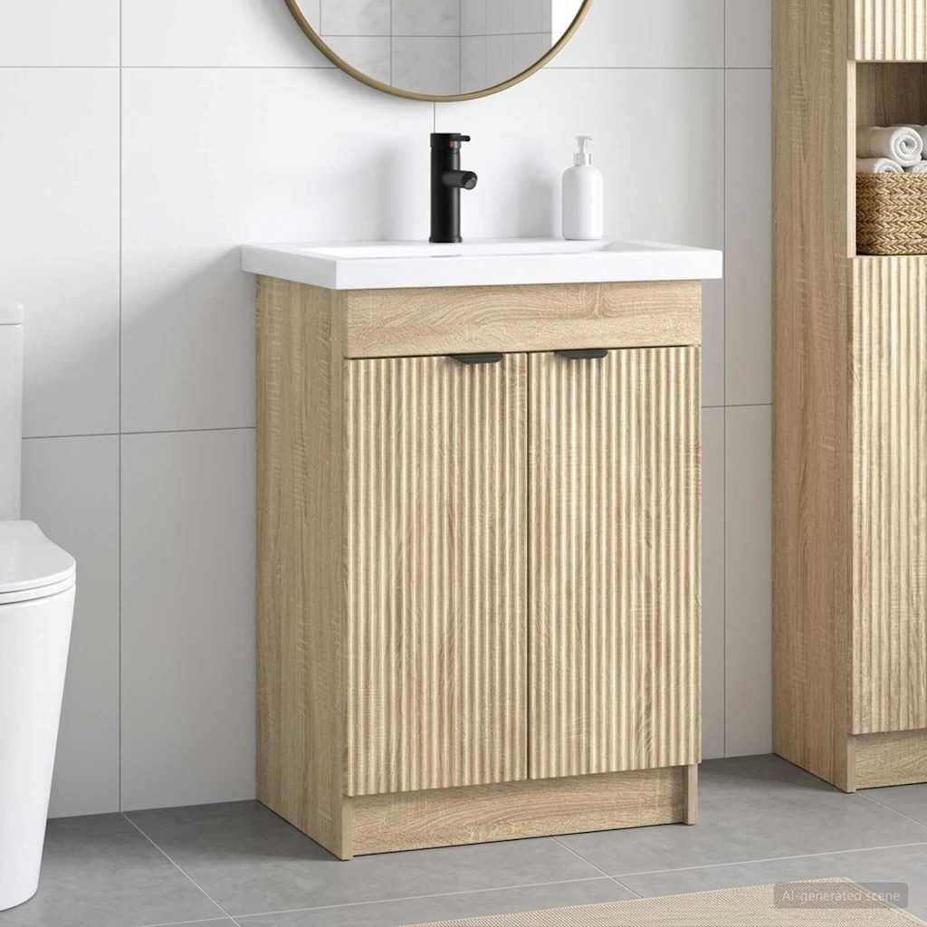 Badkamermeubelset Sonoma Eiken 56 x 37,5 x 81 cm Bewerkt hout