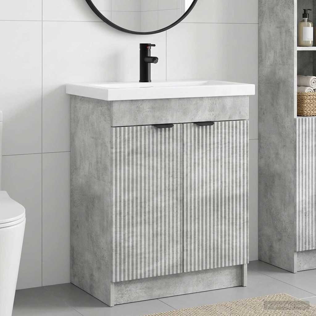 Badkamermeubelset Betongrijs 56 x 37,5 x 81 cm Bewerkt hout