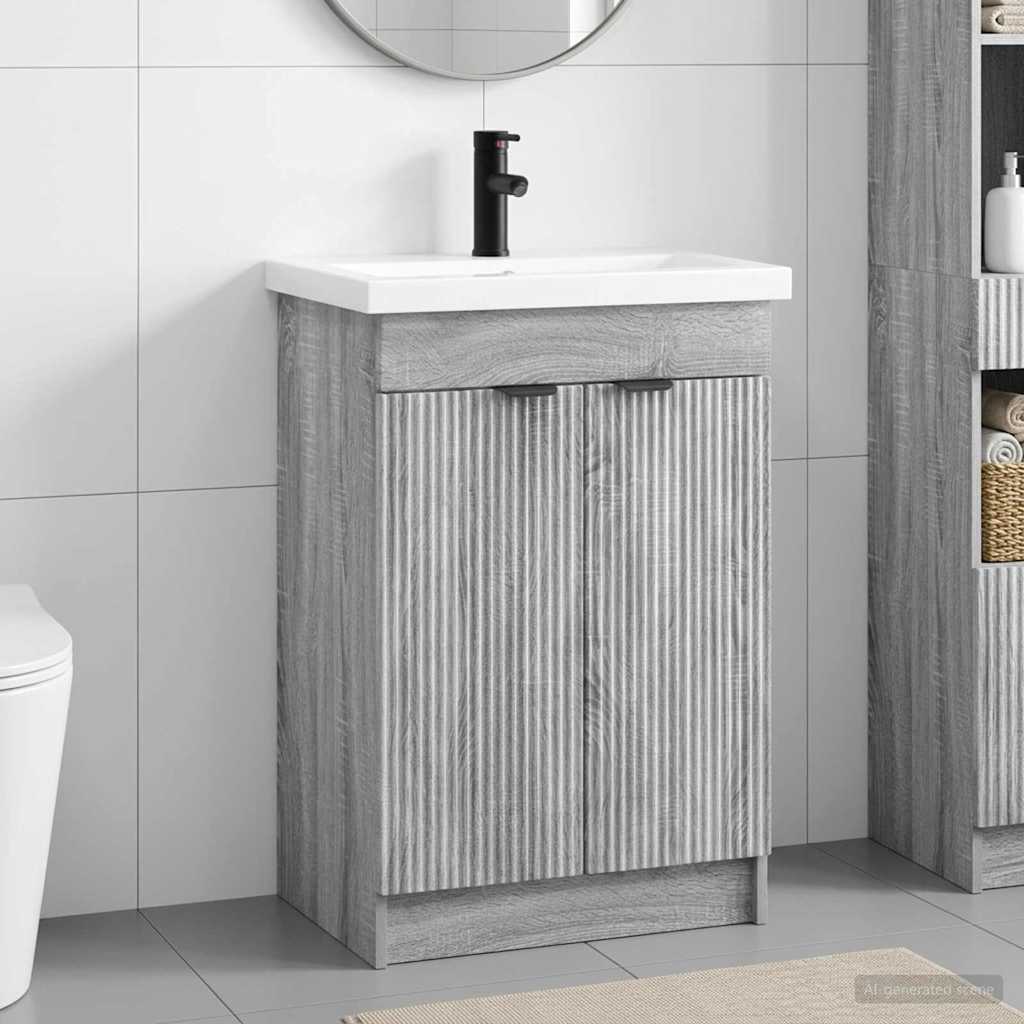 Badkamermeubelset Grijs Sonoma 56 x 37,5 x 81 cm Bewerkt hout