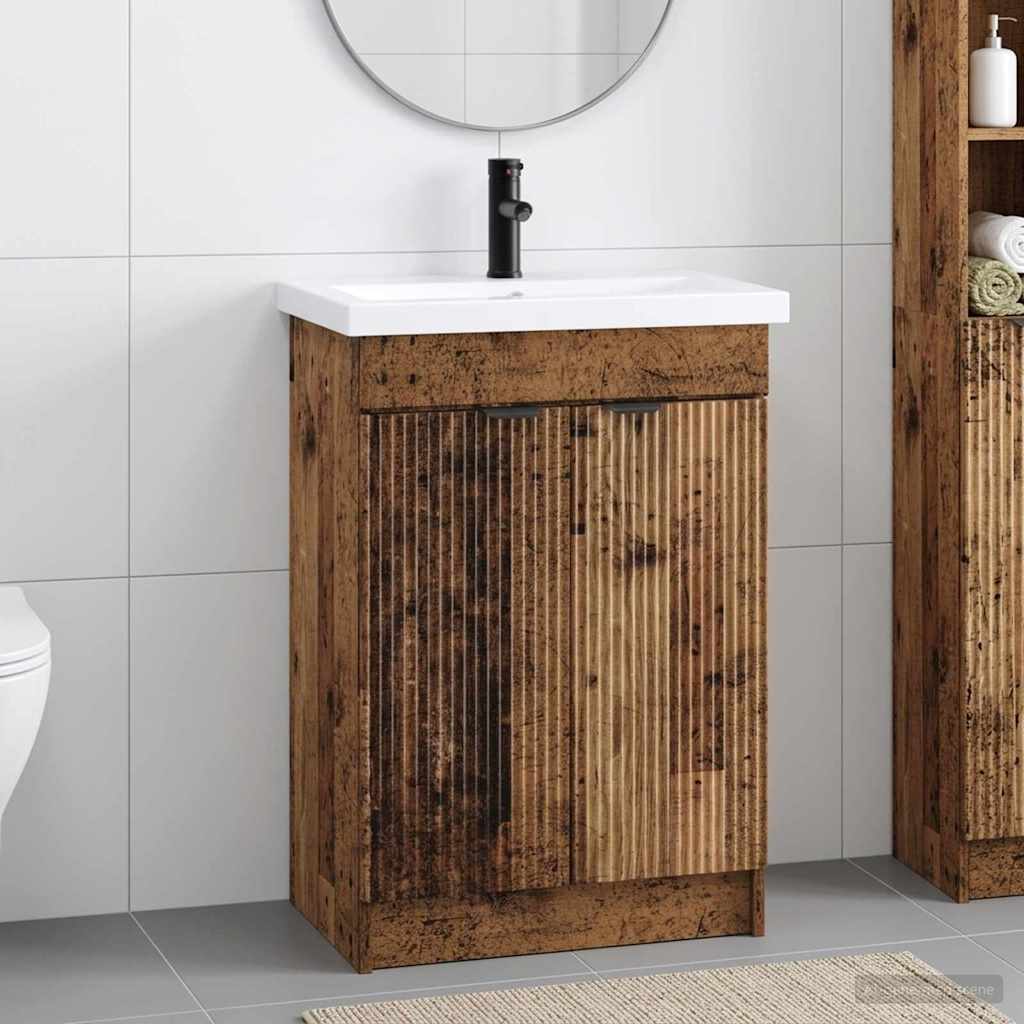 Badkamermeubelset Oud hout 56 x 37,5 x 81 cm Bewerkt hout