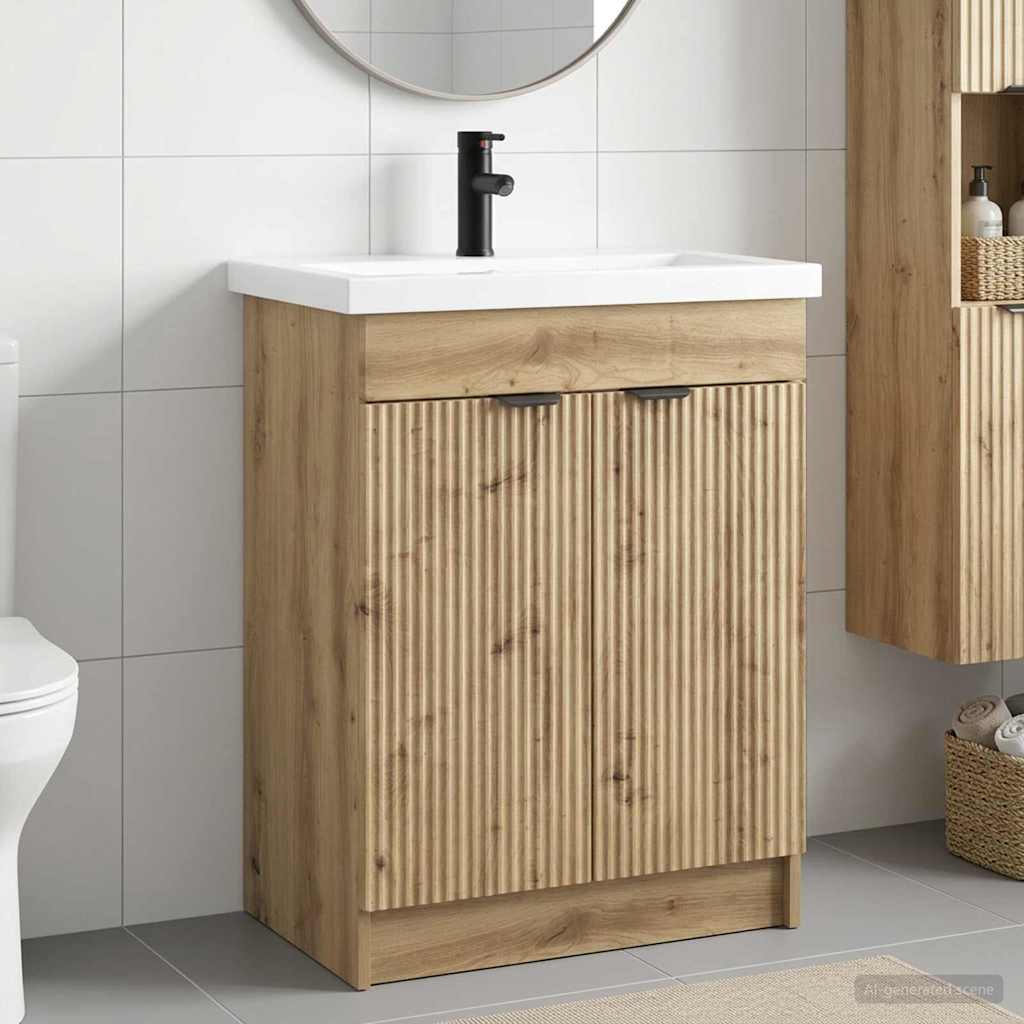 Badkamermeubelset Artisanaal eiken 56 x 37,5 x 81 cm