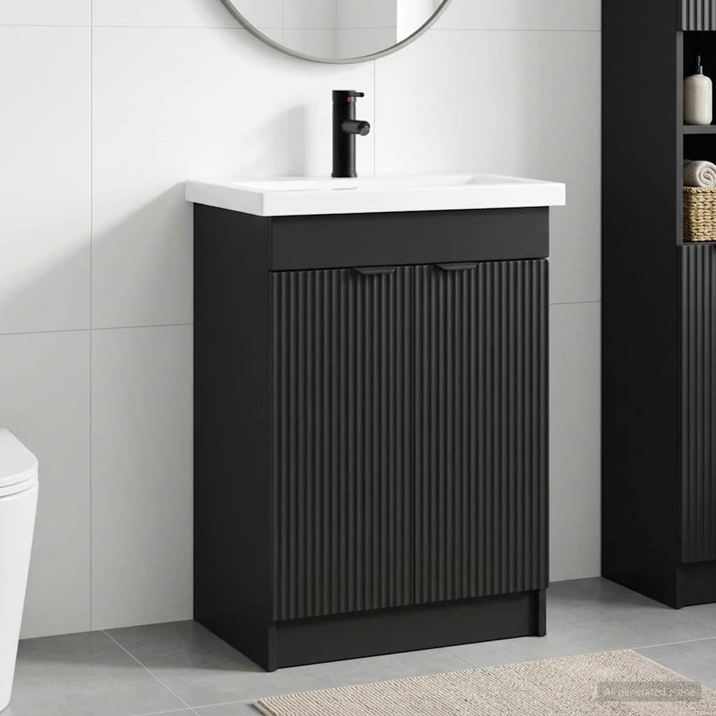 Badkamermeubelset Zwart 78,5 x 37,5 x 81 cm Bewerkt hout