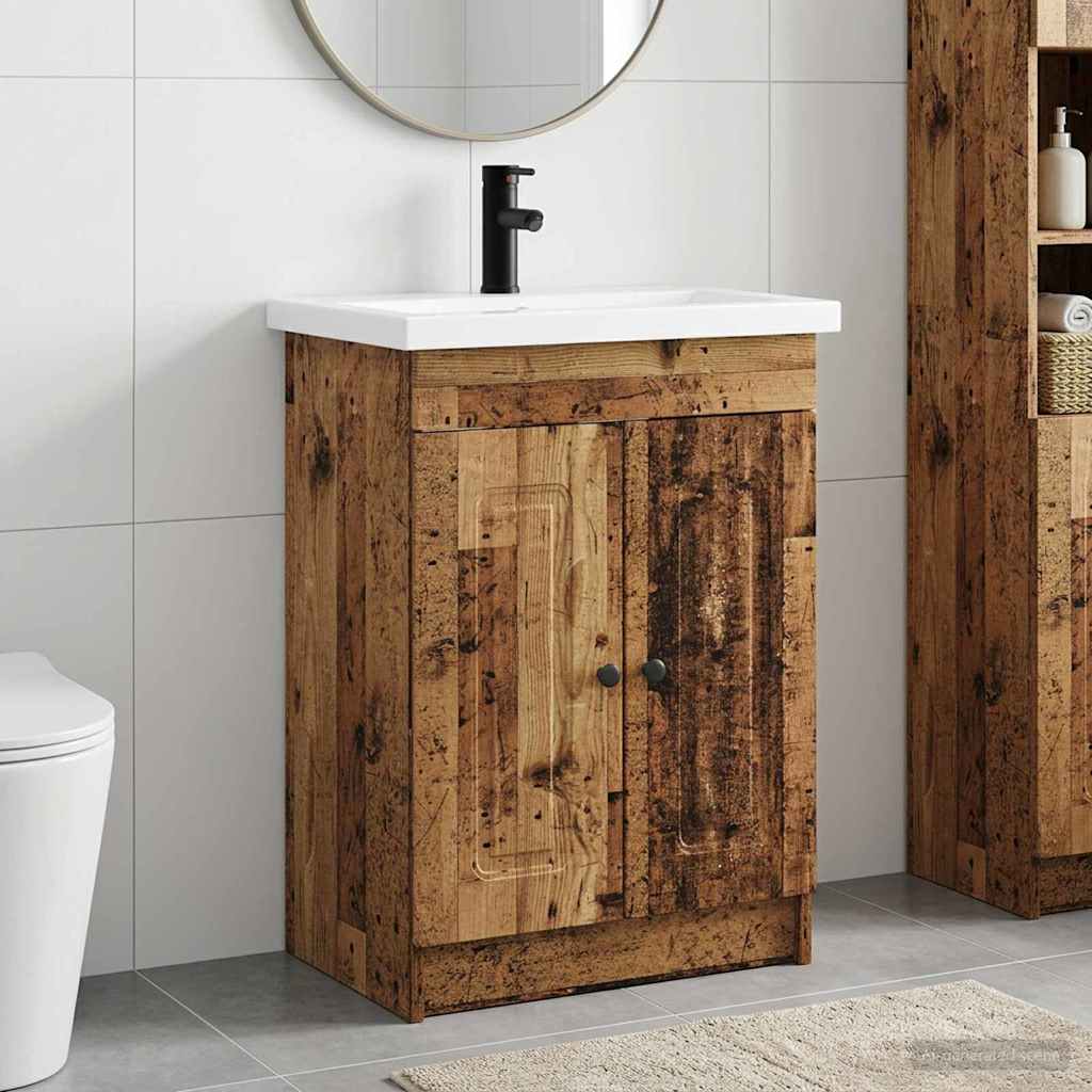 Badkamermeubelset Oud hout 56 x 37,5 x 81 cm Bewerkt hout