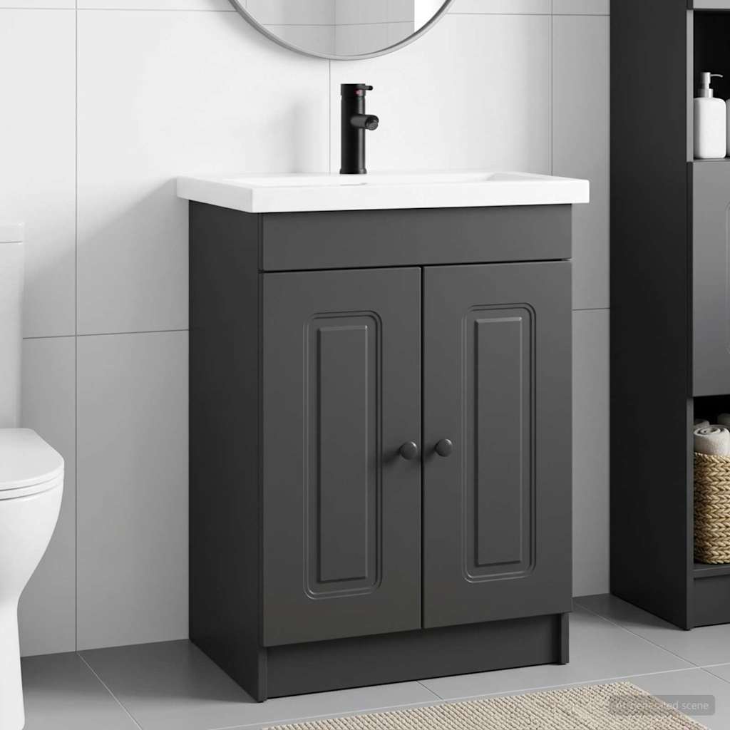 Badkamermeubelset Zwart 78,5 x 37,5 x 81 cm Bewerkt hout