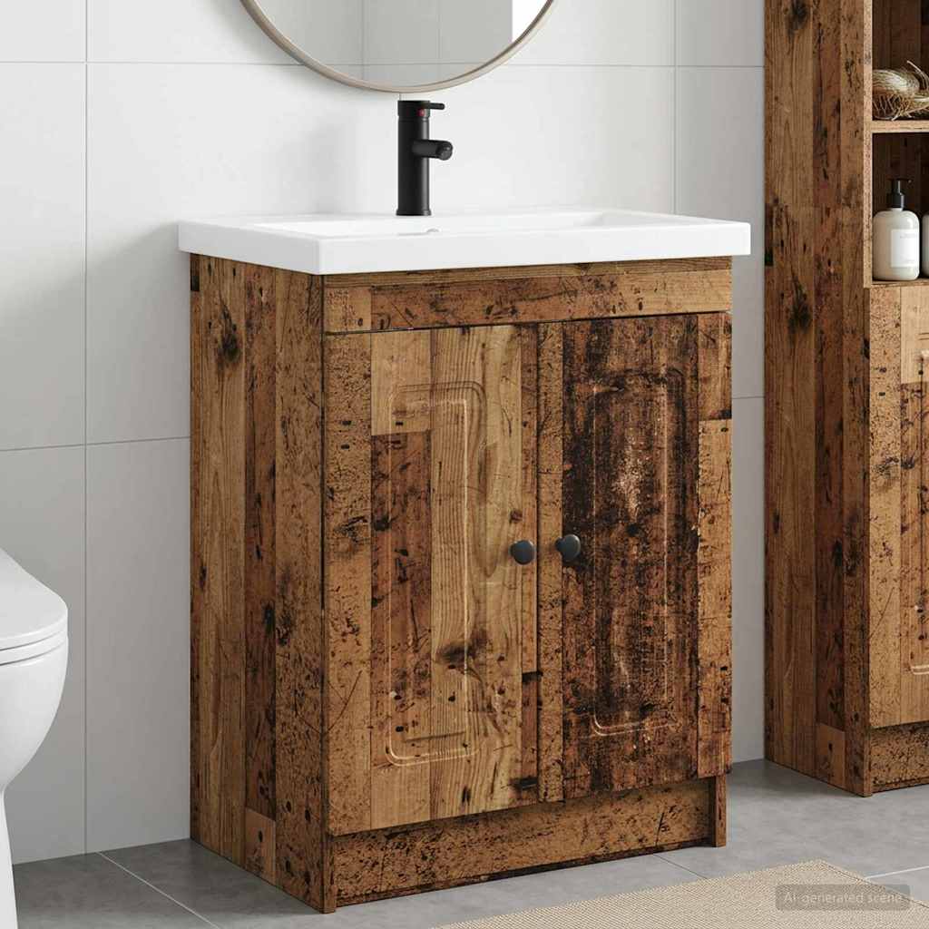Badkamermeubelset Oud hout 78,5 x 37,5 x 81 cm Bewerkt hout