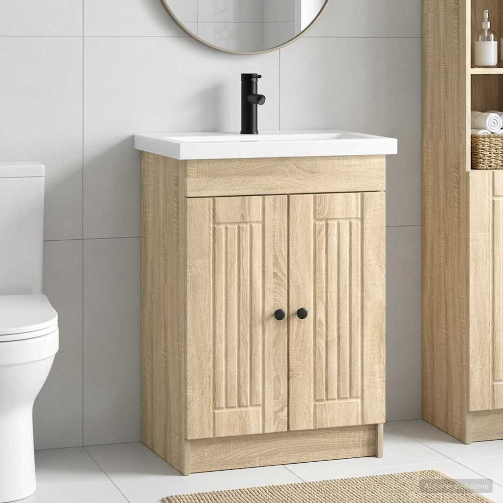 Badkamermeubelset Sonoma Eiken 56 x 37,5 x 81 cm Bewerkt hout