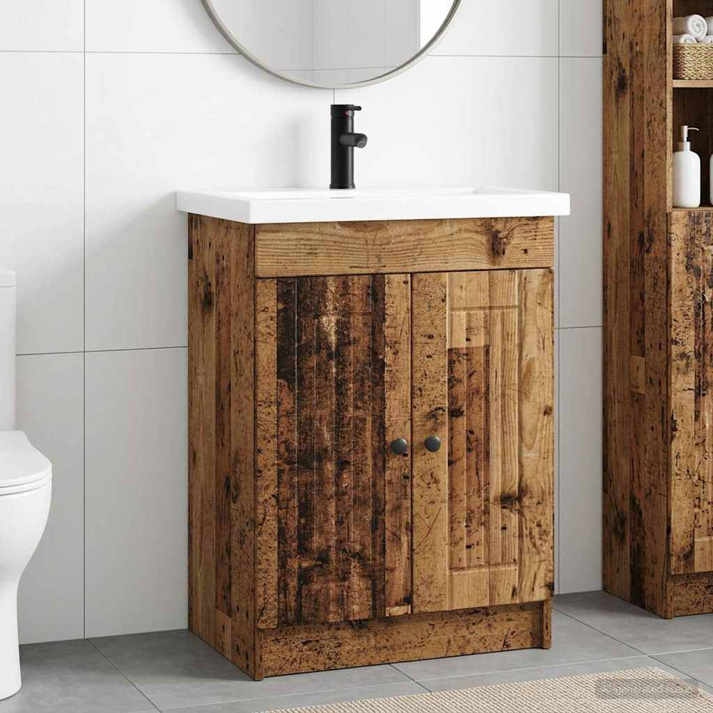 Badkamermeubelset Oud hout 56 x 37,5 x 81 cm Bewerkt hout