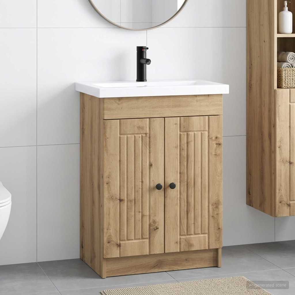 Badkamermeubelset Artisanaal eiken 56 x 37,5 x 81 cm
