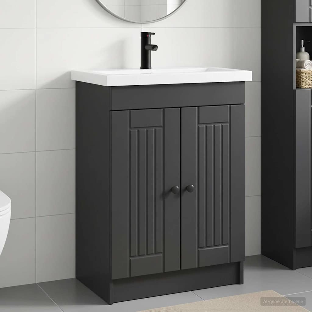 Badkamermeubelset Zwart 78,5 x 37,5 x 81 cm Bewerkt hout