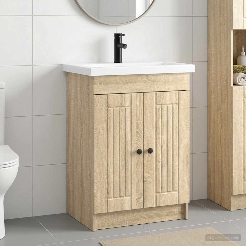 Badkamermeubelset Sonoma Eiken 78,5 x 37,5 x 81 cm Bewerkt hout