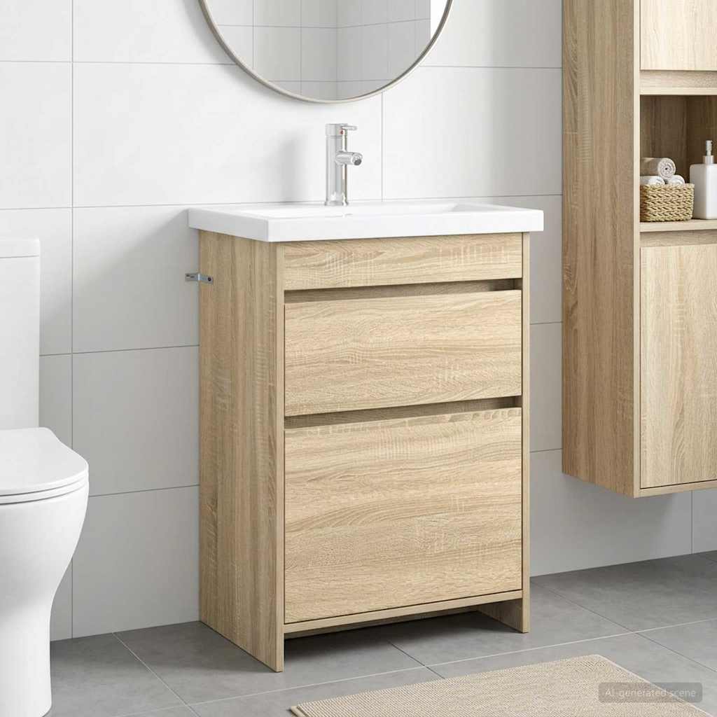Badkamermeubelset Sonoma Eiken 61 x 40 x 84,5 cm Bewerkt hout