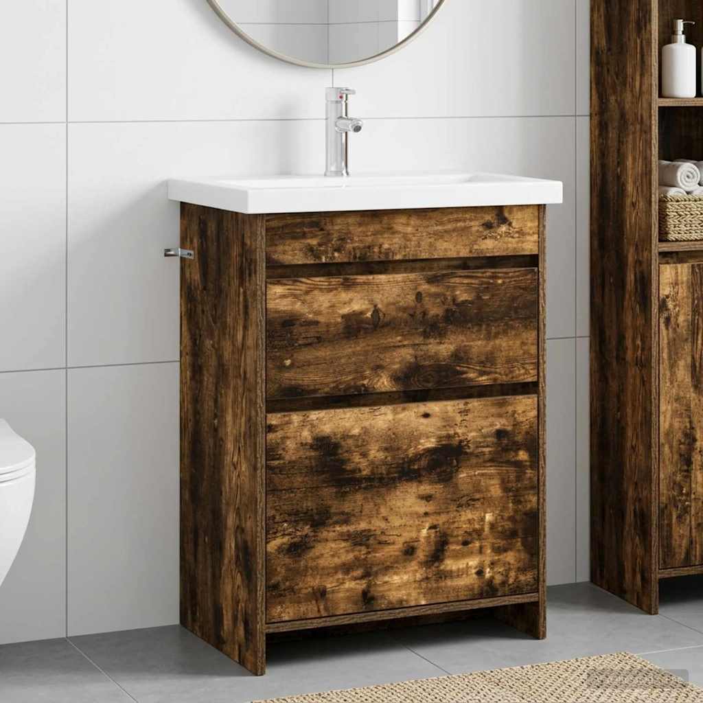 Badkamermeubelset Gerookt eiken 61 x 40 x 84,5 cm Bewerkt hout