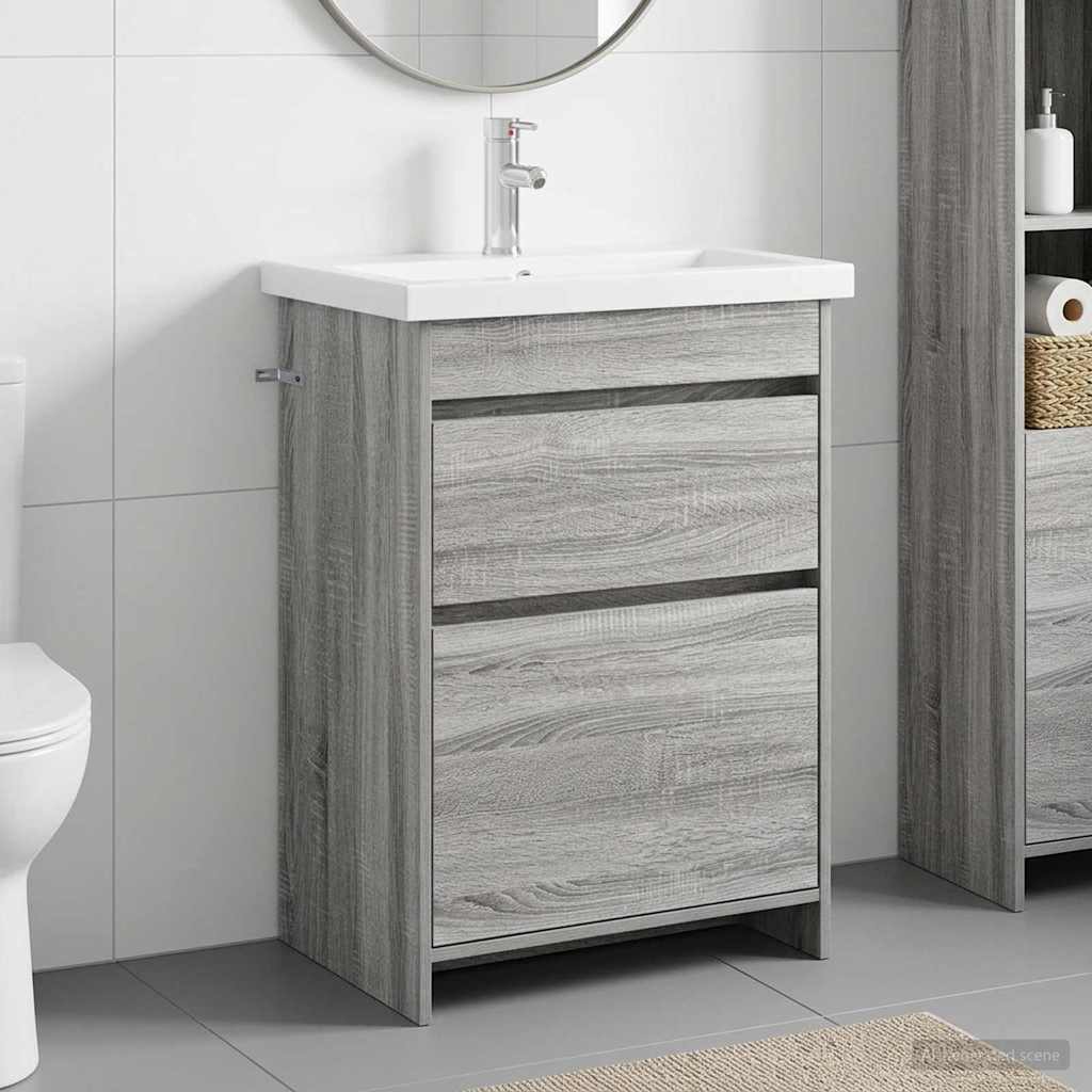 Badkamermeubelset Grijs Sonoma 61 x 40 x 84,5 cm Bewerkt hout