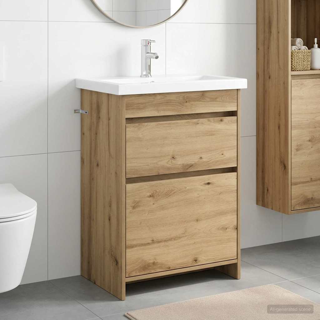 Badkamermeubelset Artisanaal eiken 61 x 40 x 84,5 cm