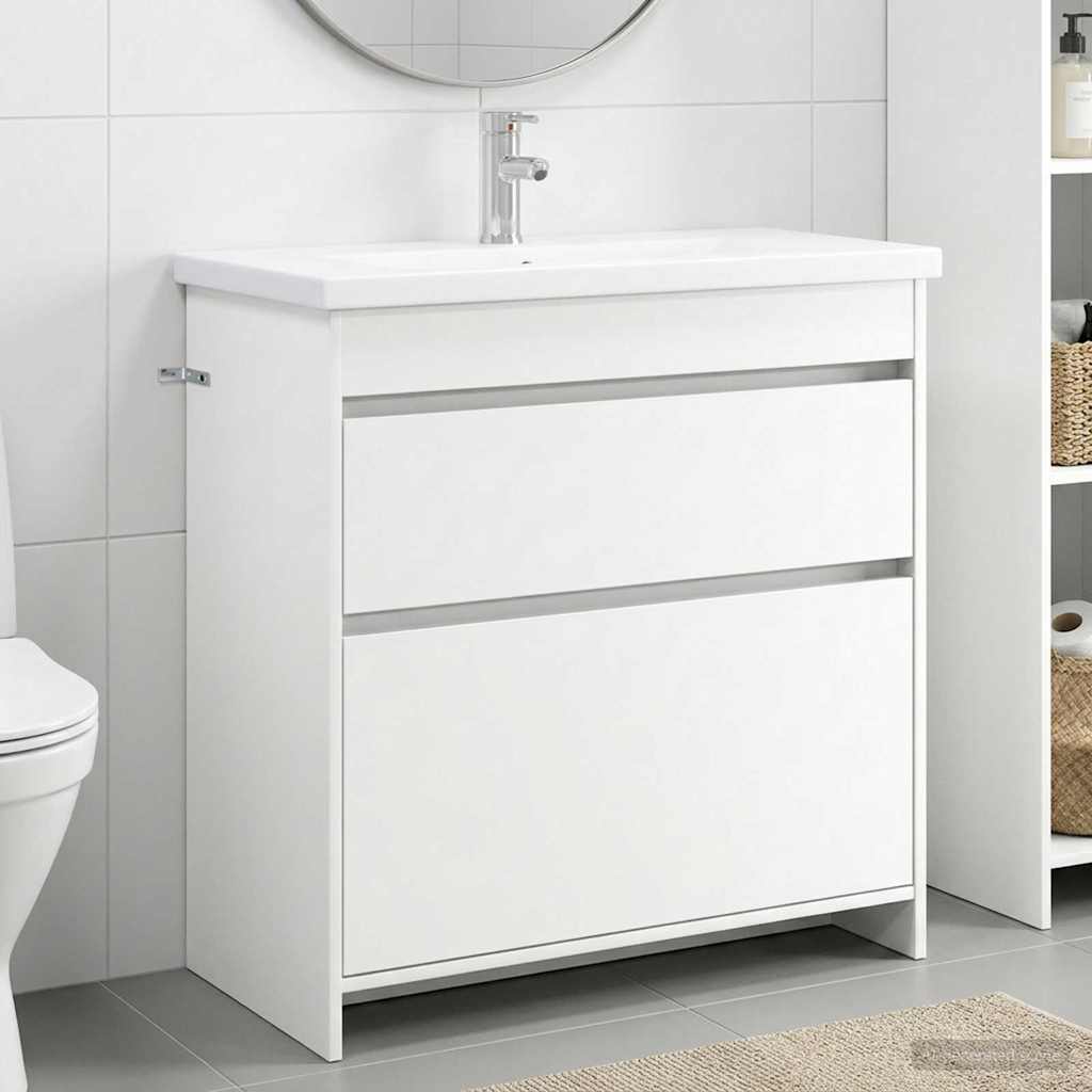 Badkamermeubelset Wit 81 x 40 x 84,5 cm Bewerkt hout – afbeelding 1