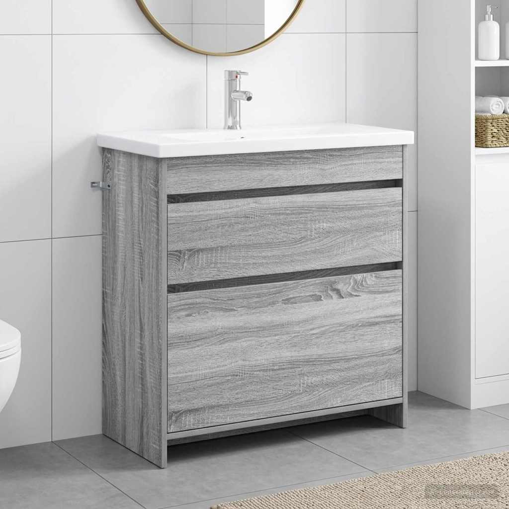Badkamermeubelset Grijs Sonoma 81 x 40 x 84,5 cm Bewerkt hout