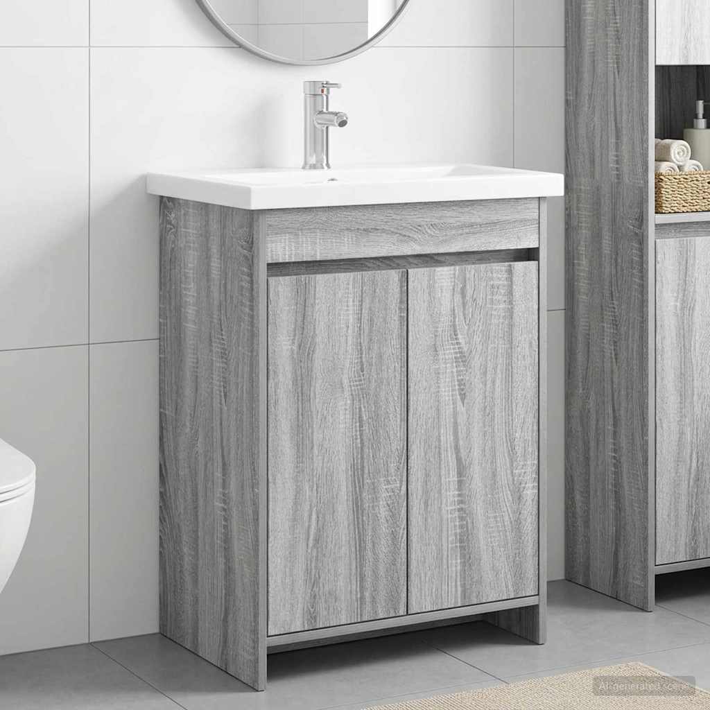 Badkamermeubelset Grijs Sonoma 61 x 40 x 84,5 cm Bewerkt hout