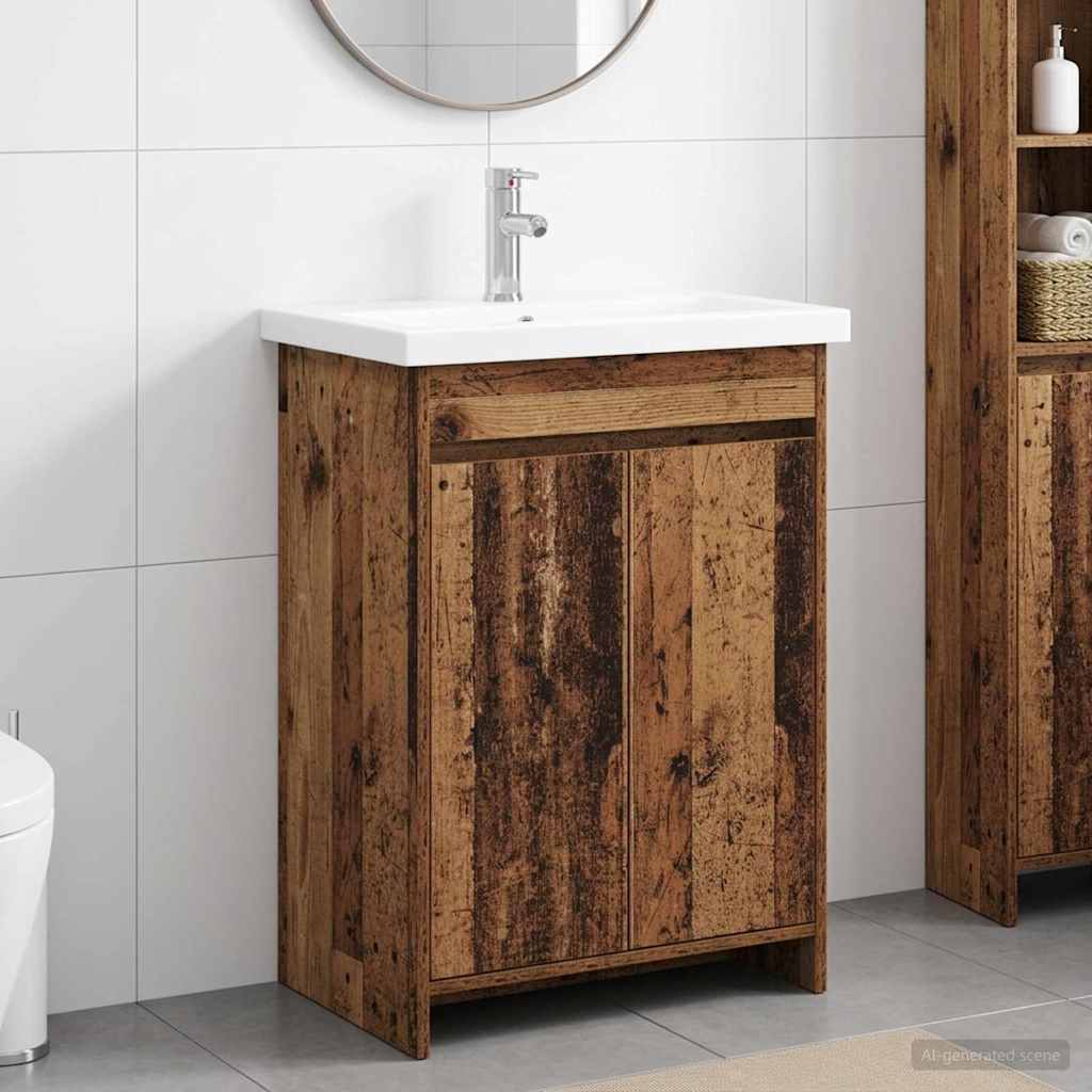 Badkamermeubelset Oud hout 61 x 40 x 84,5 cm Bewerkt hout