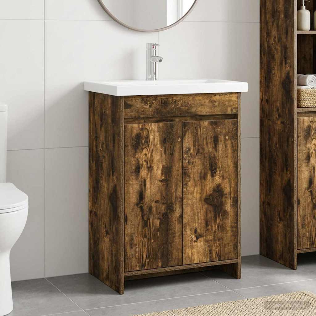Badkamermeubelset Gerookt eiken 81 x 40 x 84,5 cm Bewerkt hout