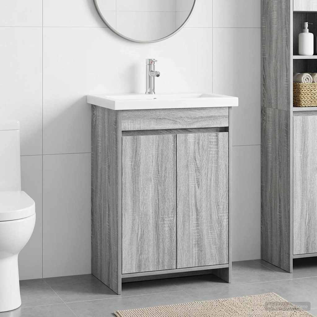 Badkamermeubelset Grijs Sonoma 81 x 40 x 84,5 cm Bewerkt hout