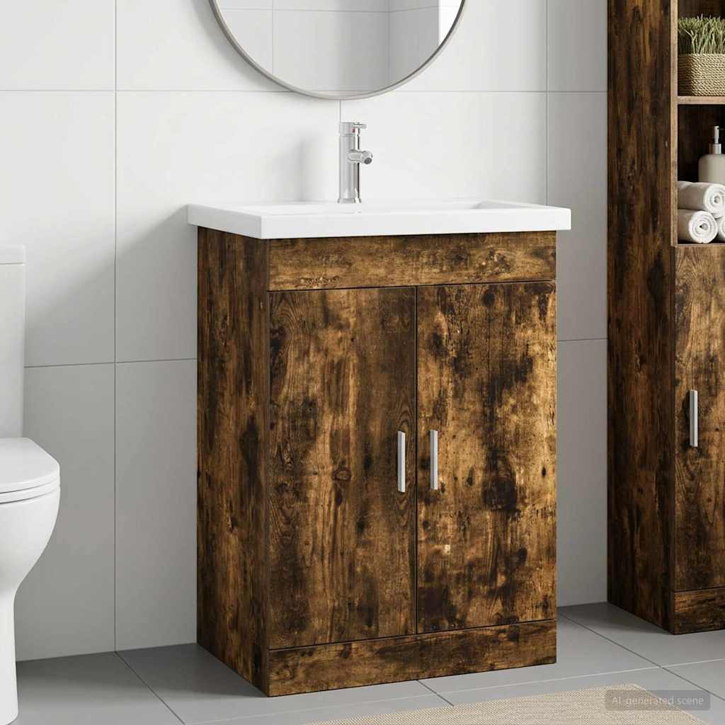 Badkamermeubelset Gerookt eiken 61 x 40 x 84,5 cm Bewerkt hout