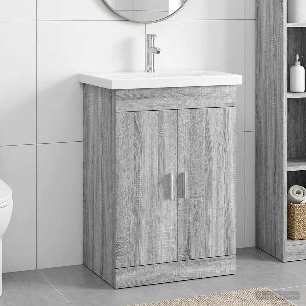 Badkamermeubelset Grijs Sonoma 61 x 40 x 84,5 cm Bewerkt hout