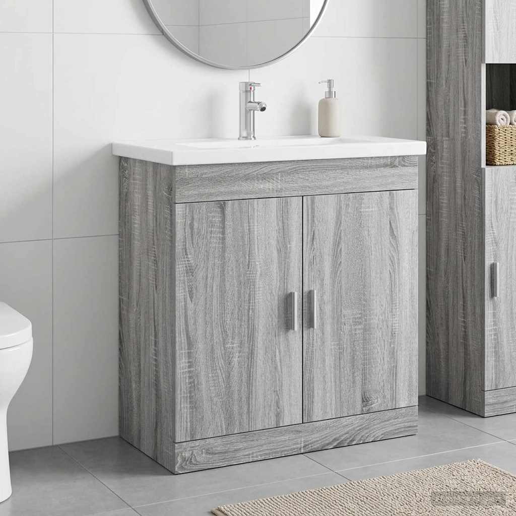 Badkamermeubelset Grijs Sonoma 81 x 40 x 84,5 cm Bewerkt hout