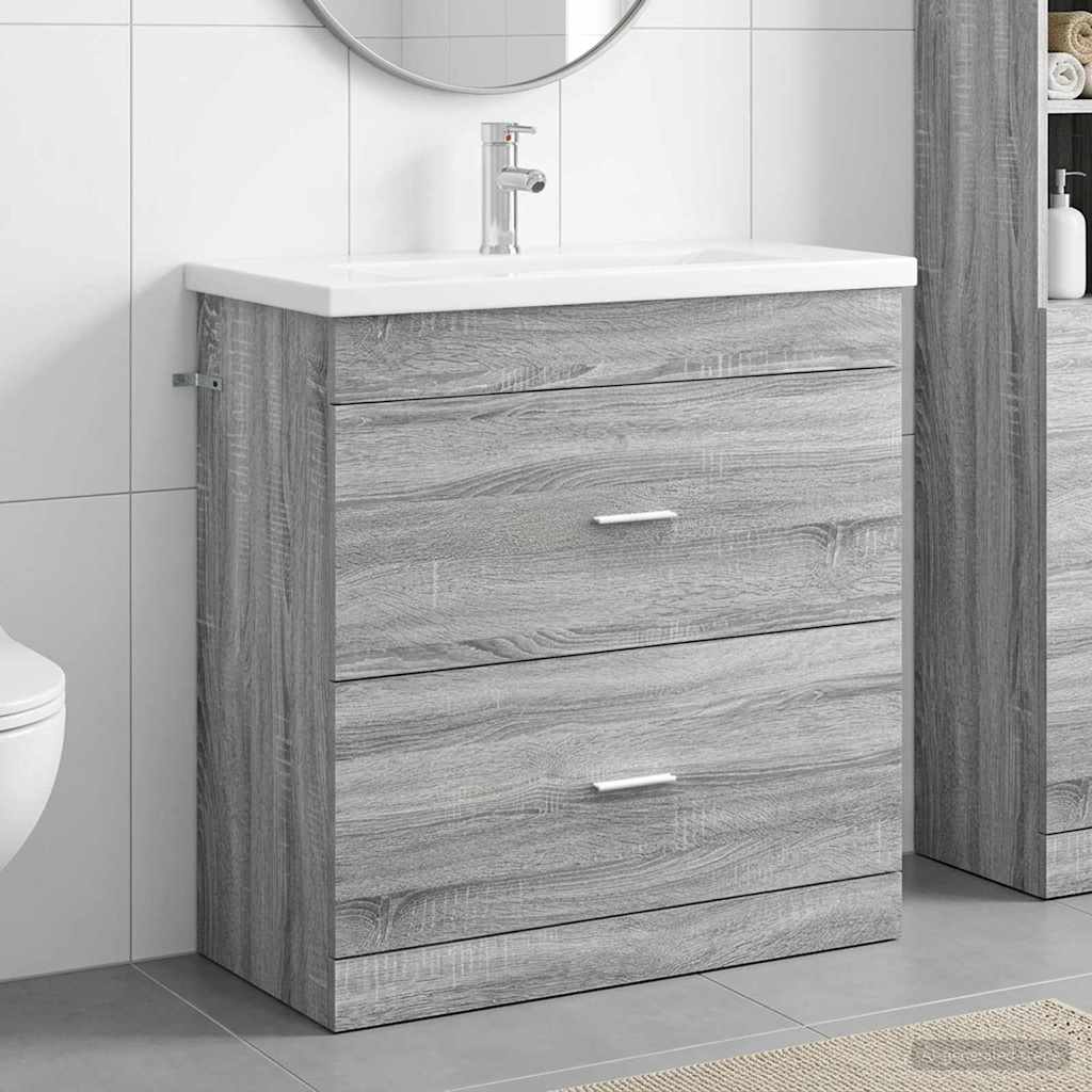 Badkamermeubelset Grijs Sonoma 81 x 40 x 84,5 cm Bewerkt hout