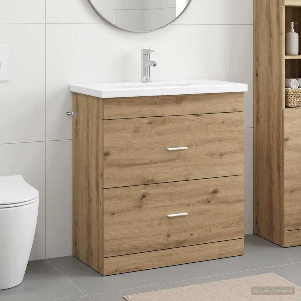 Badkamermeubelset Artisanaal eiken 81 x 40 x 84,5 cm