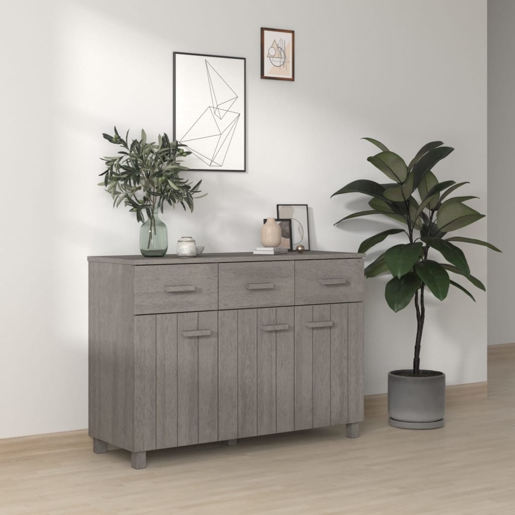 Dressoir HAMAR 113x40x80 cm massief grenenhout lichtgrijs